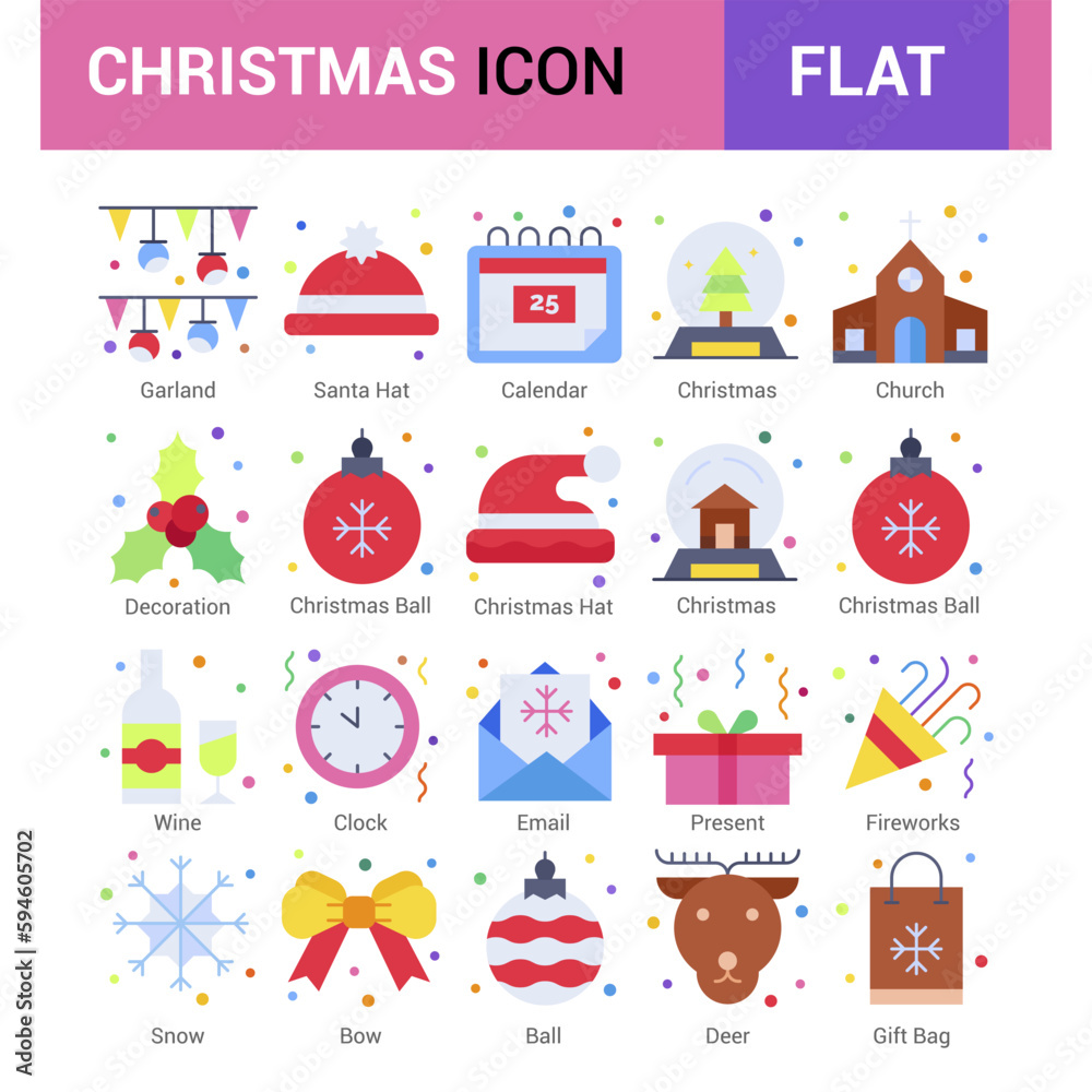 Set of christmas icons. Vector Illustration.