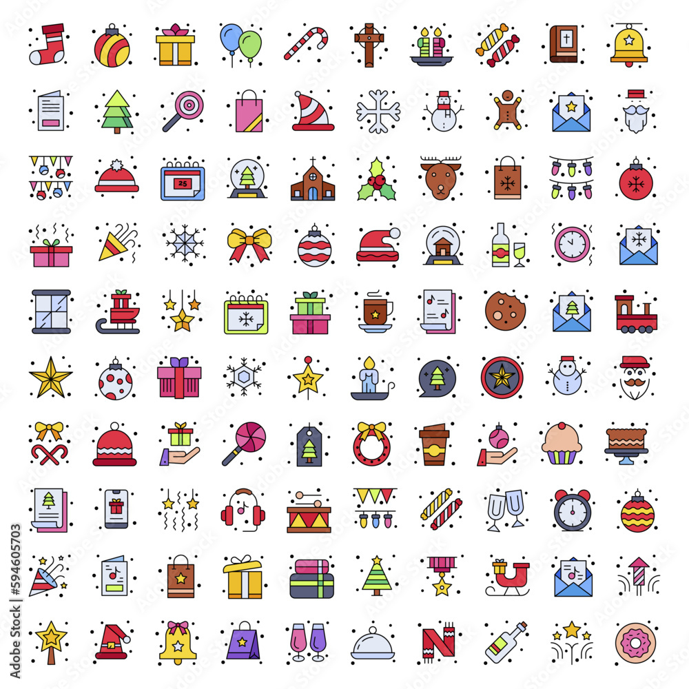 Obraz premium Set of christmas icons. Vector Illustration.