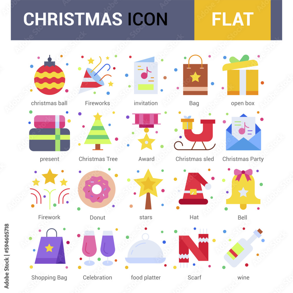 Set of christmas icons. Vector Illustration.