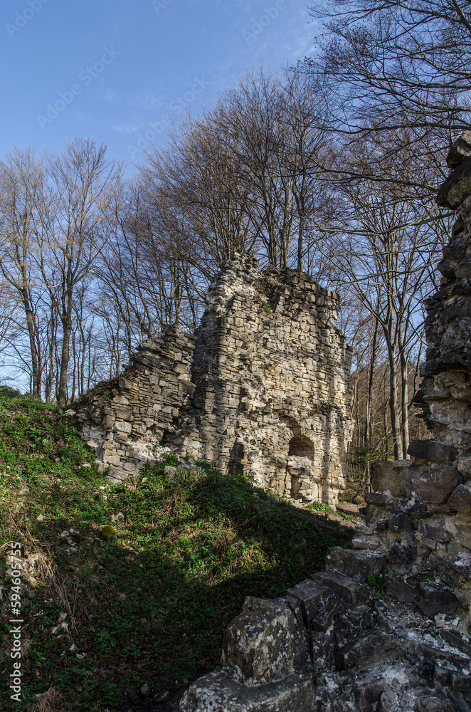 Ruiny zamku na górze Sobień rodu Kmitów 