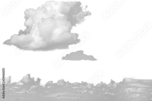 Small white fluffy clouds on the blue sky.