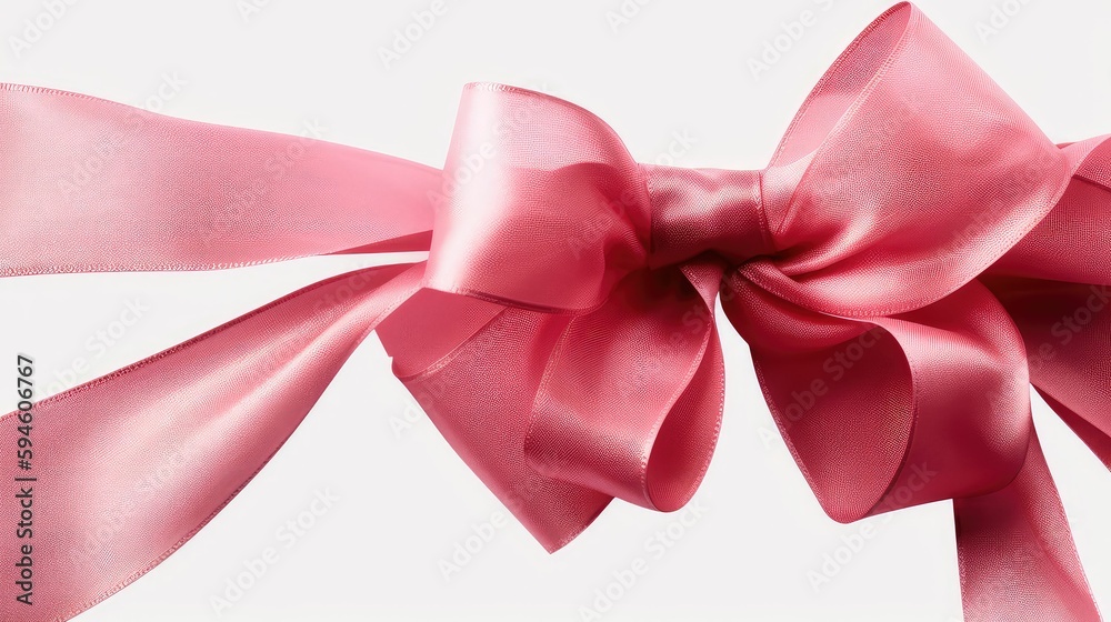 Decorative red bow with horizontal red ribbon. Bbow for page decor isolated on white.. Created with generative AI Decorative red bow with horizontal red ribbon. Bbow for page decor isolated on white.. Created with generative AI