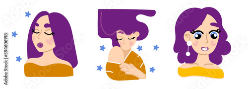 Cute girl. Cardboard, color. beautiful girl. Vector illustration.