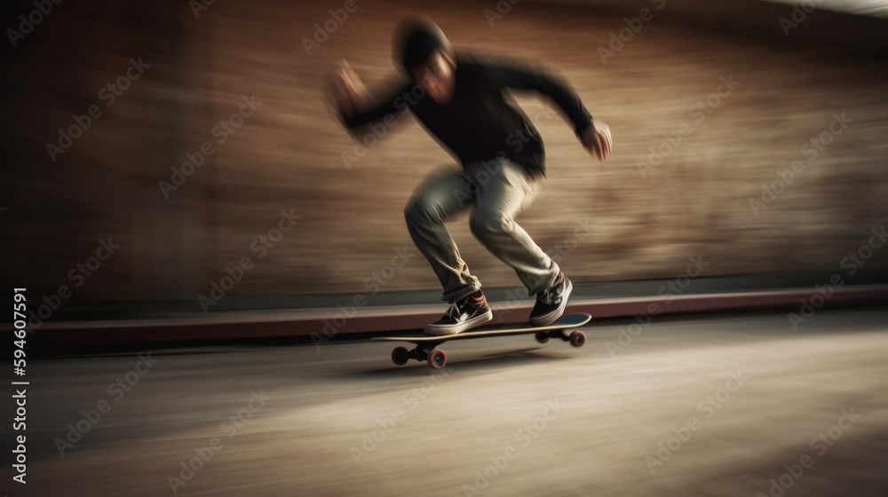 skateboarder. motion blur. speed - obrazy, fototapety, plakaty 