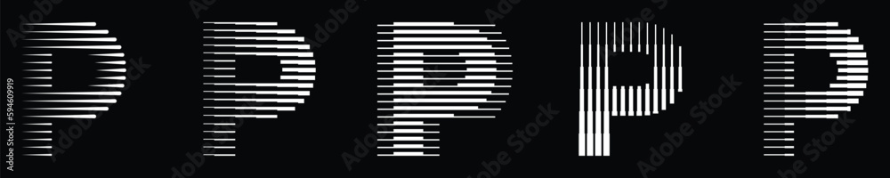 Letter P Logo Collection with Abstract Line Pattern Letter P Logo Collection with Abstract Line Pattern