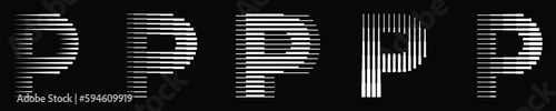 Letter P Abstract Geometric Line Logo Set