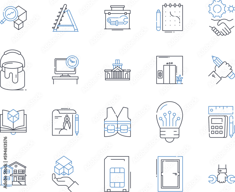 Kinetic energy line icons collection. Motion, Velocity, Force, Work, Speed, Momentum, Power vector and linear illustration. Energy,Physics,Mechanics outline signs set