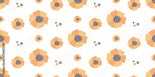 Seamless botanical pattern with dahlias. Great for printing on fabric and paper