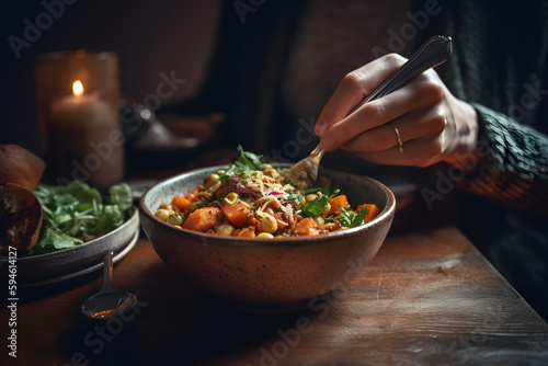 Beautiful Vegan Meal  made with generative AI