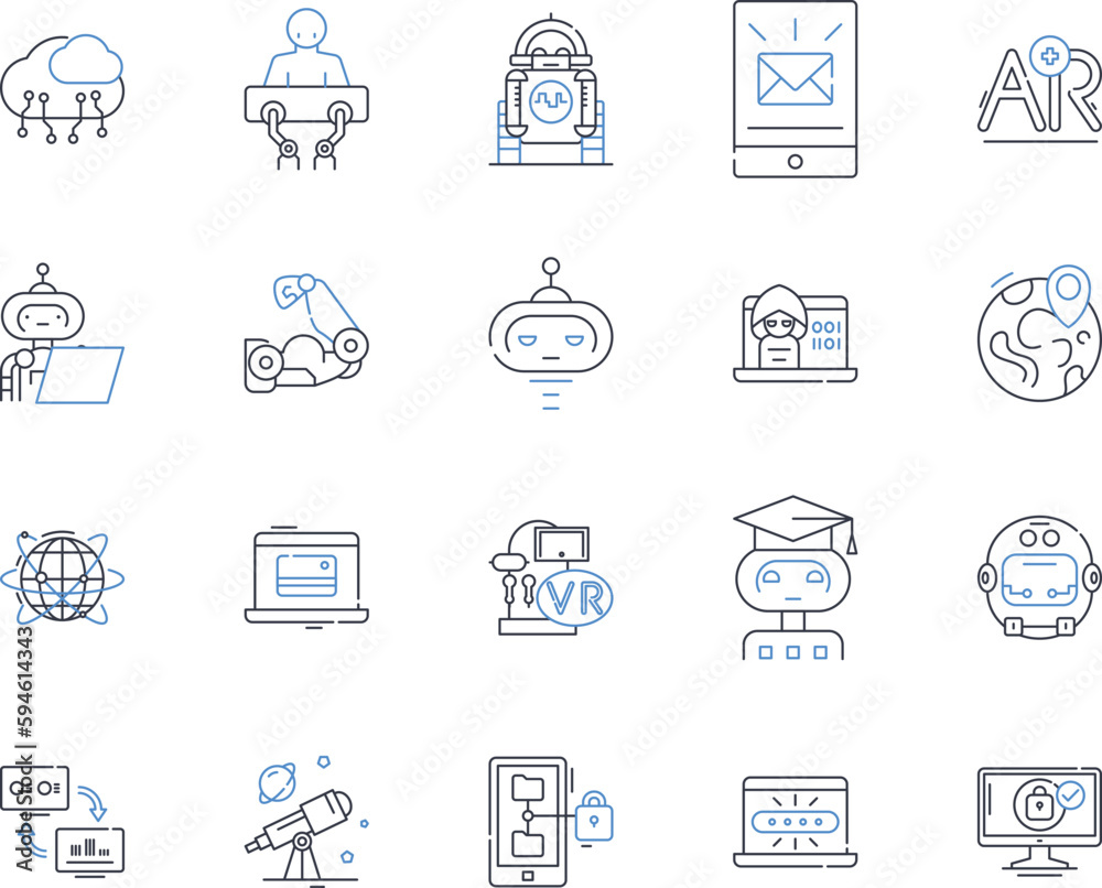 Smart system line icons collection. Automation, Integration, Intelligence, Efficiency, Optimization, Innovation, Connectivity vector and linear illustration. Scalability,Flexibility,Predictive outline