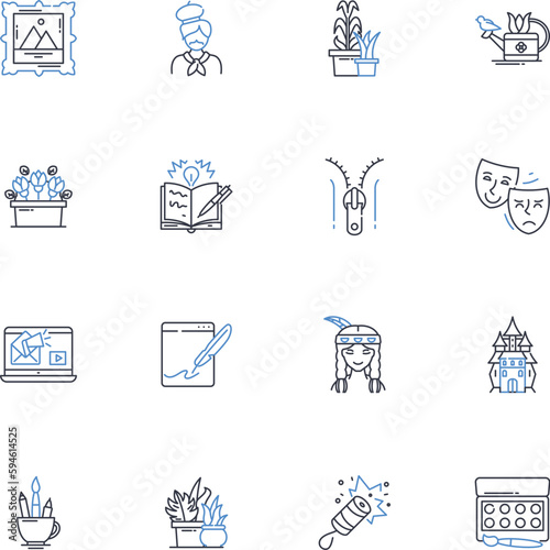Original thought line icons collection. Creativity, Imagination, Innovation, Ingenuity, Insight, Invention, Resourcefulness vector and linear illustration. Inspiration,Visionary,Originality outline
