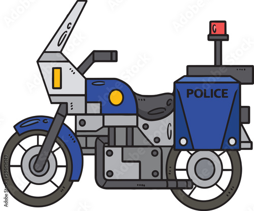 Police Motorcycle Cartoon Colored Clipart 