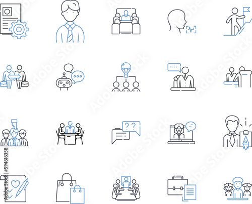 Career sustenance line icons collection. Development, Growth, Direction, Progression, Stability, Security, Proactivity vector and linear illustration. Adaptability,Flexibility,Resilience outline signs