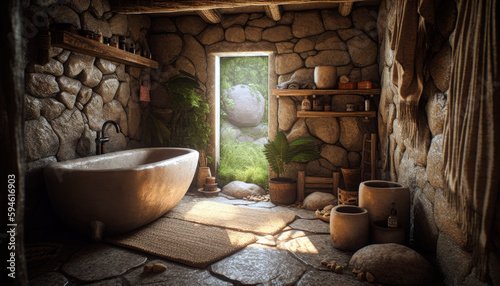 ancient stone build style of a bathroom