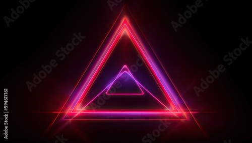 Colorful triangle background has a futuristic feel, featuring bright electric neon lines that glow and create an abstract design - generative ai