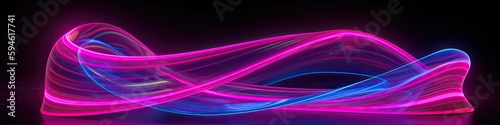 colorful sound waves with blue and purple neon lighting, band of light - generative ai
