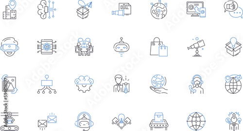 Enhancements line icons collection. Refinement, Upgrade, Amelioration, Augmentation, Improvement, Reinforcement, Enrichment vector and linear illustration. Advancement,Empowerment,Fortification