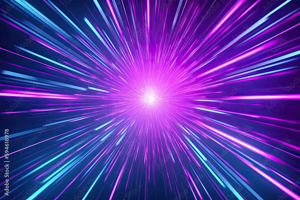 3D render featuring an abstract background in neon blue and orange colors, highlighting the speed of light in the darkness of space - generative ai 3D render featuring an abstract background in neon blue and orange colors, highlighting the speed of light in the darkness of space - generative ai