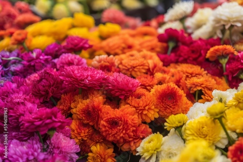 Photograph the vibrant colors and textures of a local flower market.