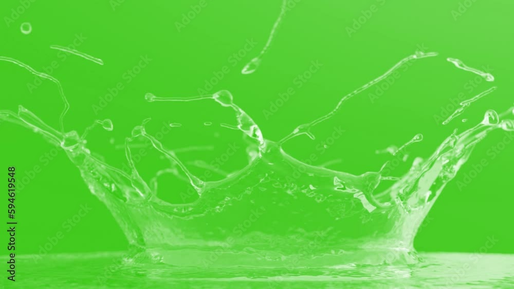 droplets. Water drops isolated on green screen background.