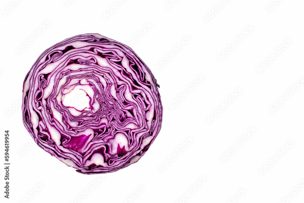 Fresh red cabbage isolated on a white background. Half of the red cabbage is isolated on white background. Fresh red cabbage isolated on a white background. Half of the red cabbage is isolated on white background.