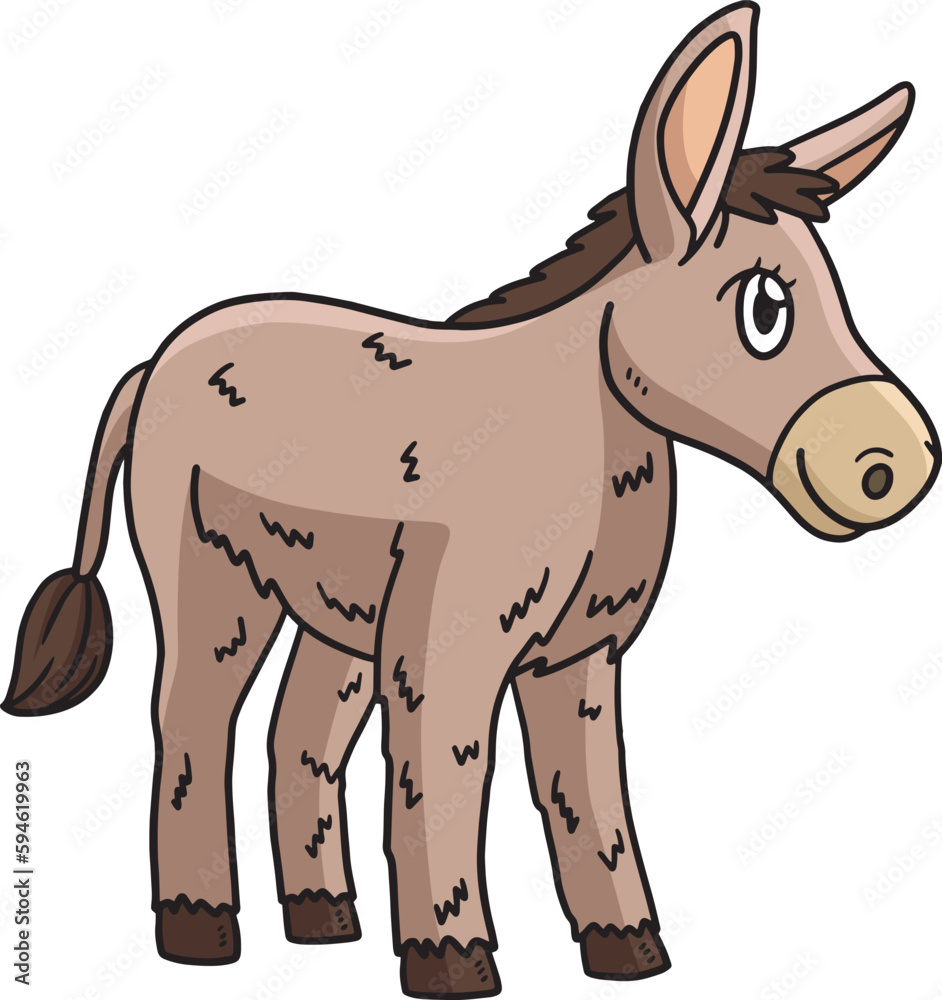 Donkey Cartoon Colored Clipart Illustration