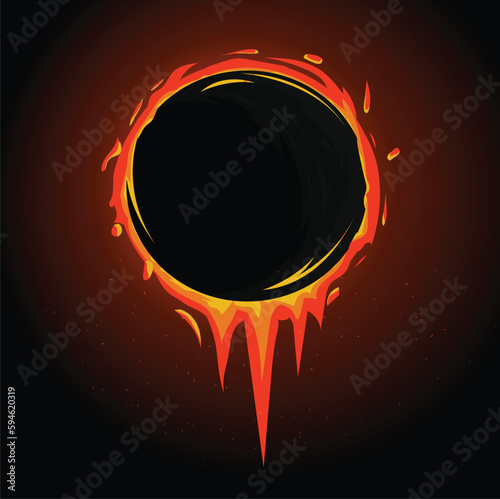 O shaped round bullet hole symbol can be used as a portal or melting lava. Use in gaming designs or print on a tshirt. Glowing background looks cool on black posts. Convert into a logo.