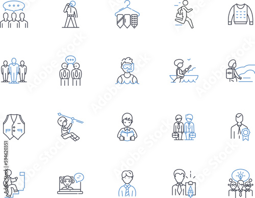 Gents line icons collection. Masculine, Dapper, Sharp, Sophisticated, Stylish, Classic, Tailored vector and linear illustration. Suave,Refined,Polished outline signs set
