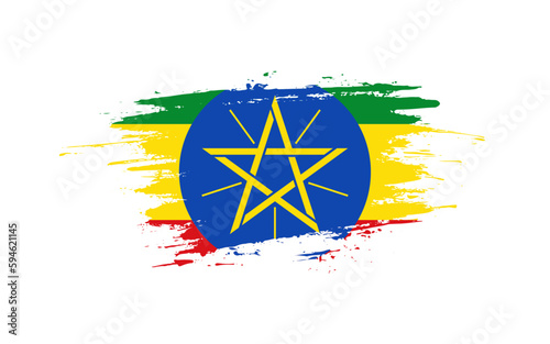 Creative hand-drawn brush stroke flag of ETHIOPIA country vector illustration