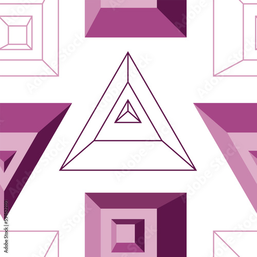 seamless background of geometric shapes in lilac color