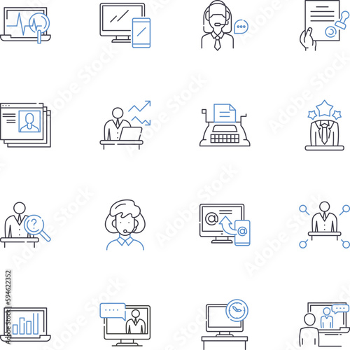 Procedure line icons collection. Operation, Surgery, Intervention, Treatment, Technique, Method, Protocol vector and linear illustration. Approach,Process,Maneuver outline signs set