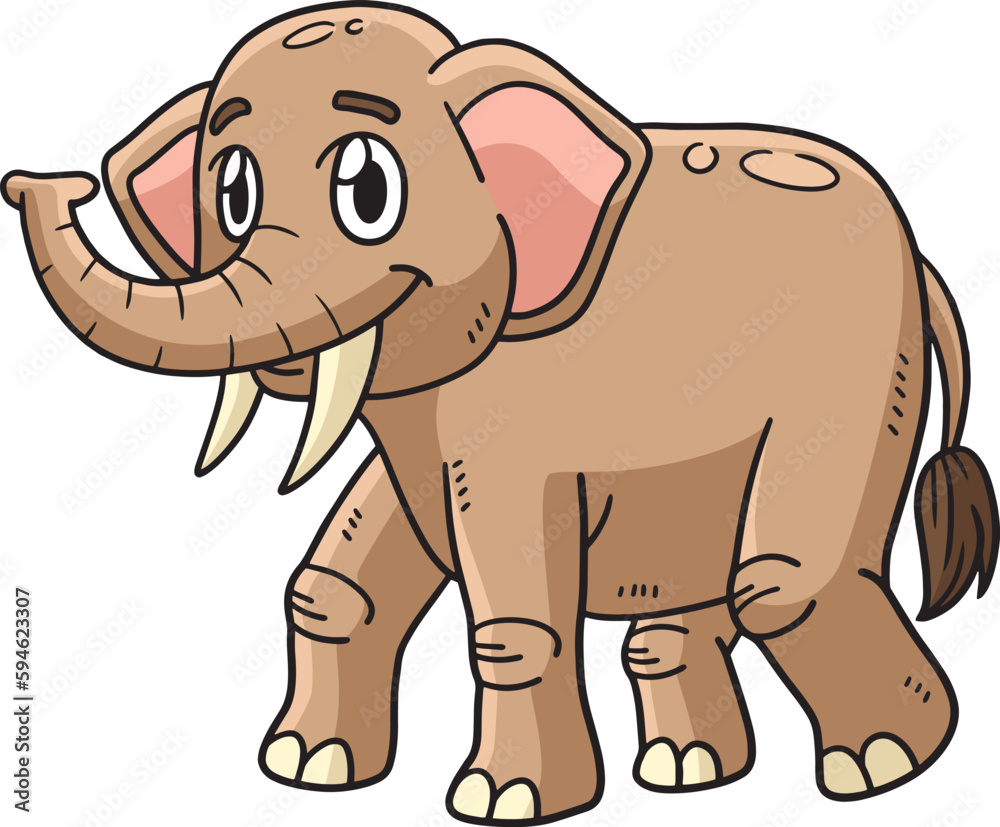 Elephant Cartoon Colored Clipart Illustration