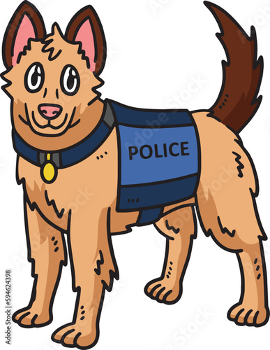 Police Dog Cartoon Colored Clipart Illustration