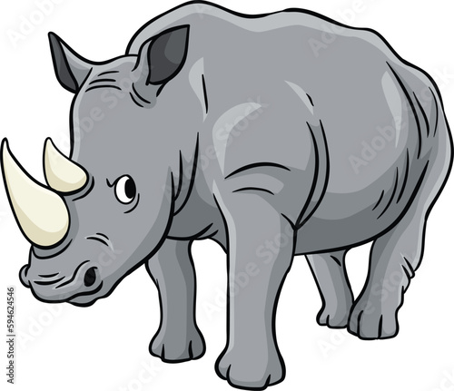 Rhinoceros Cartoon Colored Clipart Illustration