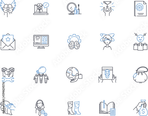 Business Owner line icons collection. Entrepreneur, Visionary, Ambitious, Innovative, Risk-taker, Leader, Strategist vector and linear illustration. Resilient,Decision-maker,Tenacious outline signs