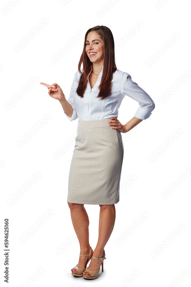 Portrait, business woman and smile for pointing while isolated on transparent png background. Happy female worker advertising promotion, review and presentation of deal, choice and offer coming soon Portrait, business woman and smile for pointing while isolated on transparent png background. Happy female worker advertising promotion, review and presentation of deal, choice and offer coming soon