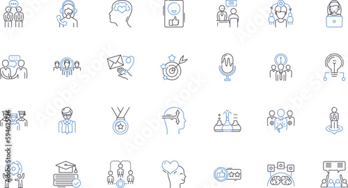 Strategic growth line icons collection. Expansion, Development, Progression, Advancement, Scaling, Elevation, Reinforcement vector and linear illustration. Optimization,Evolution,Flourishing outline