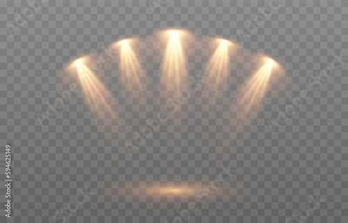 Vector light source png. Studio lighting png. Yellow light source png. Light from a lamp or spotlight. light effect.