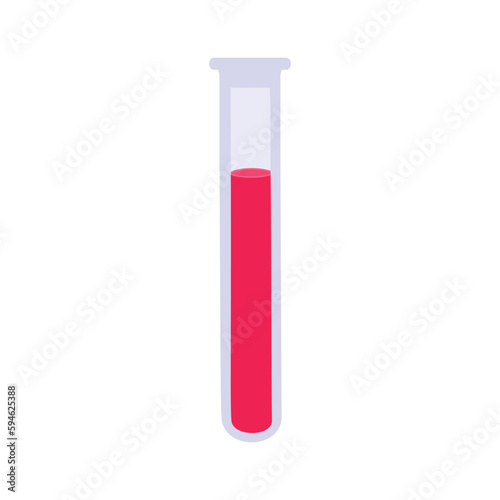 Test tube with blood. Blood test tube icon. Chemical laboratory test tube for blood test