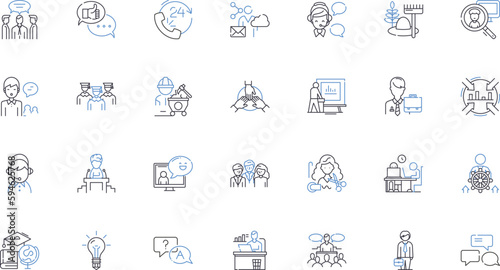 Work vocation line icons collection. Calling, Profession, Craftsmanship, Expertise, Specialization, Employment, Occupation vector and linear illustration. Field,Service,Trade outline signs set photo