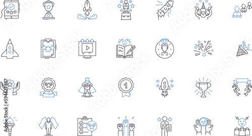 Winning corporation line icons collection. Victory, Success, Champions, Triumph, Accomplishment, Leader, Top vector and linear illustration. Winner,Achieve,Excellence outline signs set