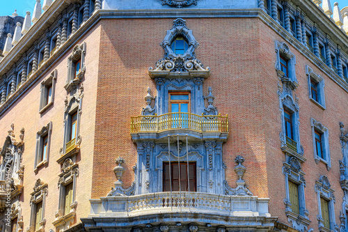 Colonial building facade in Valencia, Spain photo