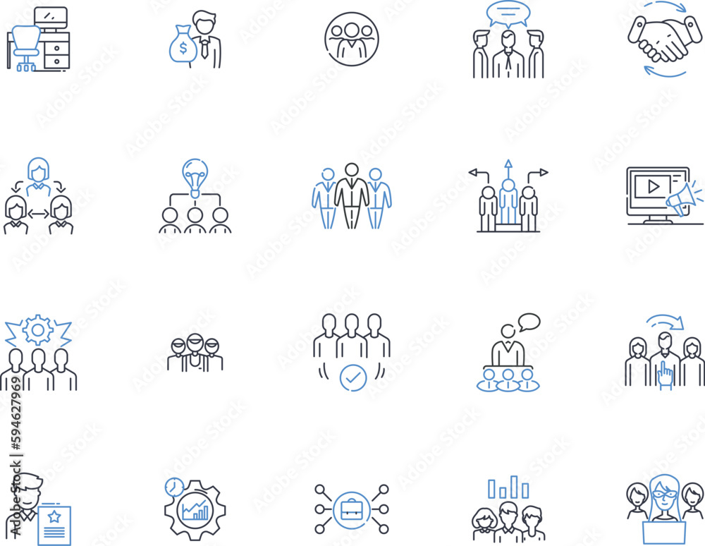 Collective line icons collection. Collaboration, Unity, Group, Community, Alliance, Association, Cohesion vector and linear illustration. Mutualism,Partnership,Federacy outline signs set