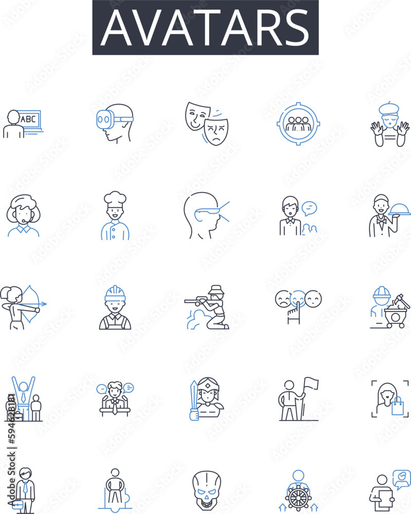 Avatars line icons collection. Comrades, Doppelgangers, Alternates, Twins, Counterparts, Emulations, Replicas vector and linear illustration. Reflections,Figures,Characters outline signs set Avatars line icons collection. Comrades, Doppelgangers, Alternates, Twins, Counterparts, Emulations, Replicas vector and linear illustration. Reflections,Figures,Characters outline signs set