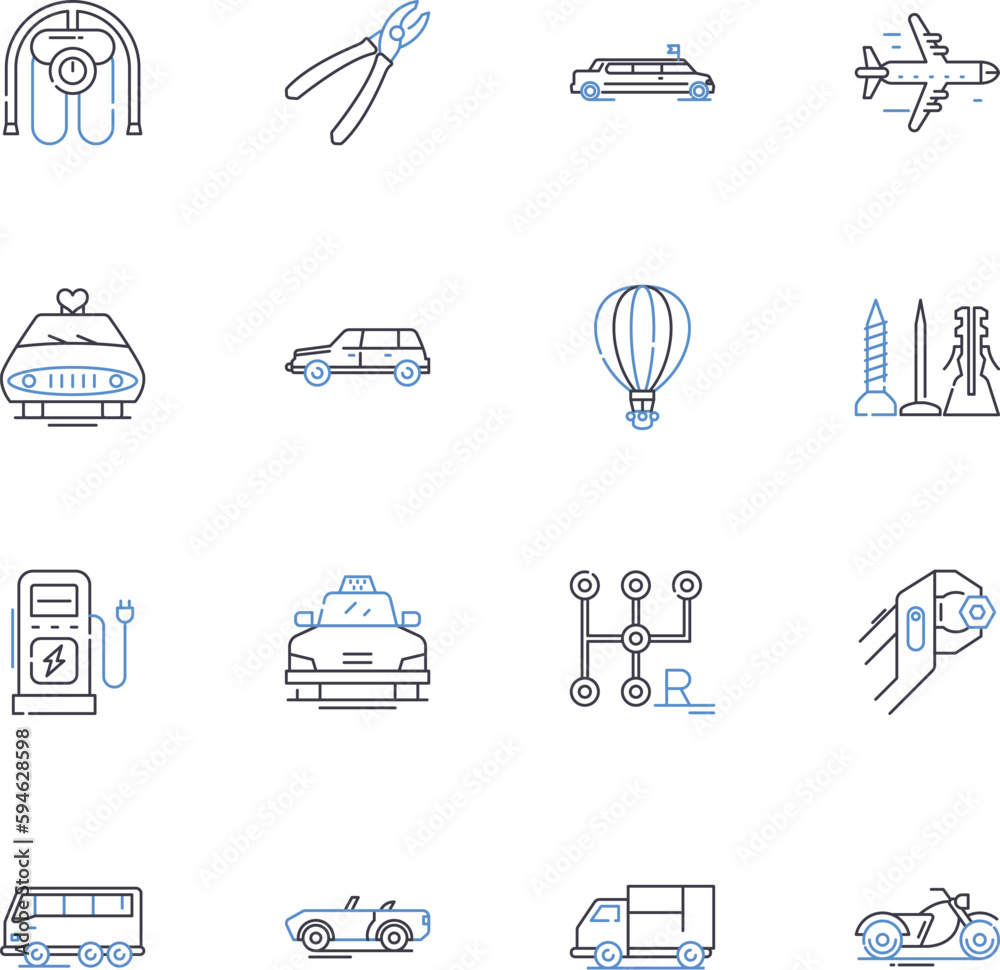 Luggage delivery line icons collection. Transport, Convenience, Shipping, Logistics, Efficiency, Expedite, Dispatch vector and linear illustration. Mobility,Portability,Transfer outline signs set Luggage delivery line icons collection. Transport, Convenience, Shipping, Logistics, Efficiency, Expedite, Dispatch vector and linear illustration. Mobility,Portability,Transfer outline signs set