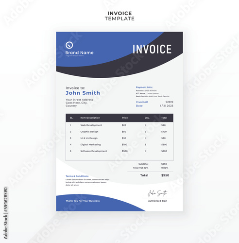 Modern creative invoice template design
