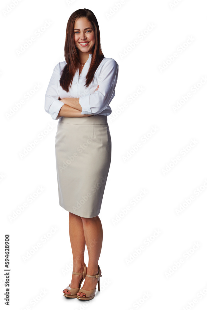 Professional woman in full body portrait, arms crossed with confidence and smile isolated on transparent, png background. Business fashion, corporate female in happy with career mindset and success Professional woman in full body portrait, arms crossed with confidence and smile isolated on transparent, png background. Business fashion, corporate female in happy with career mindset and success