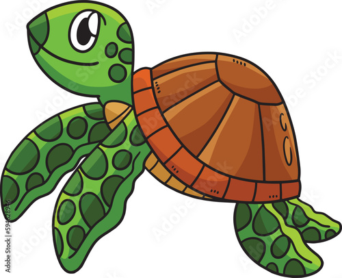 Turtle Cartoon Colored Clipart Illustration