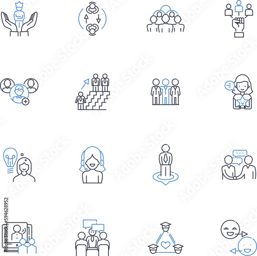 Sales expert line icons collection. Strategy, Conversion, Pipeline, Nerking, Prospecting, Closing, Negotiation vector and linear illustration. Follow-up,Targeting,Insights outline signs set