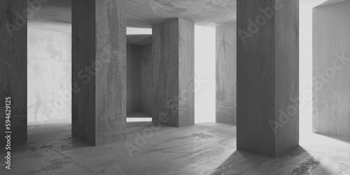 Abstract empty modern interior. Concrete walls